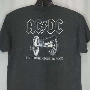 AC/DC Rock Band Tee T shirt XL Black Gray Front Back Graphic Those About To Rock